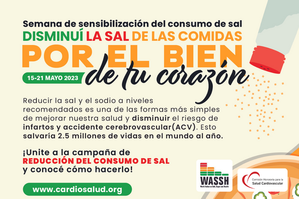 Semana de sensibilización sobre el consumo de sal, 15 al 21 de mayo 2023.